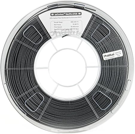 Phaetus エンジニアリンググレード PA-CF25 フィラメント | 特許「aeCoating」技術採用 | 炭素繊維25％配合 | 高剛性・高耐熱・低摩耗の工業用ナイロンPhaetus aeCoating NexPA-CF25 Filament 1kg Black