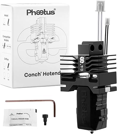 Phaetus Conch Plus ホットエンド SiCノズル搭載（炭化ケイ素） 高耐摩耗 7倍長寿命 高流量35mm³/s ヒーター＆サーミスター付き 炭素繊維・ガラス繊維対応(Conch Hotend Plus_BambulabX1/X1C_0.4mm)