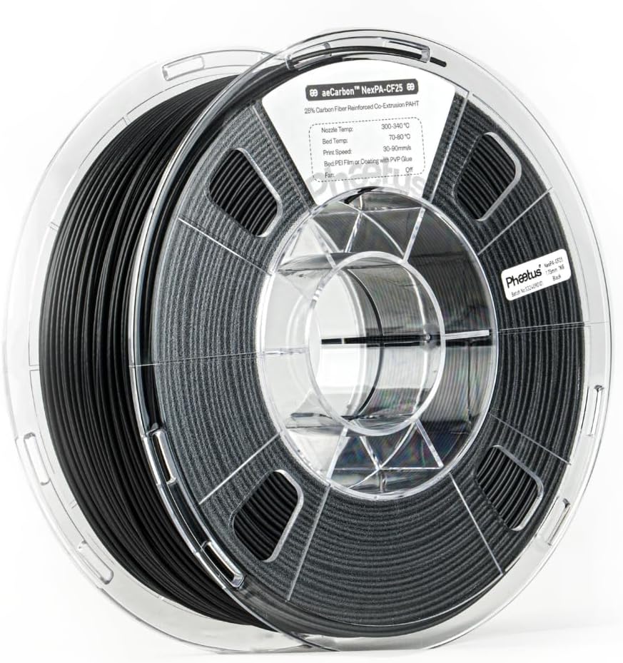 Phaetus エンジニアリンググレード PA-CF25 フィラメント | 特許「aeCoating」技術採用 | 炭素繊維25％配合 | 高剛性・高耐熱・低摩耗の工業用ナイロンPhaetus aeCoating NexPA-CF25 Filament 1kg Black