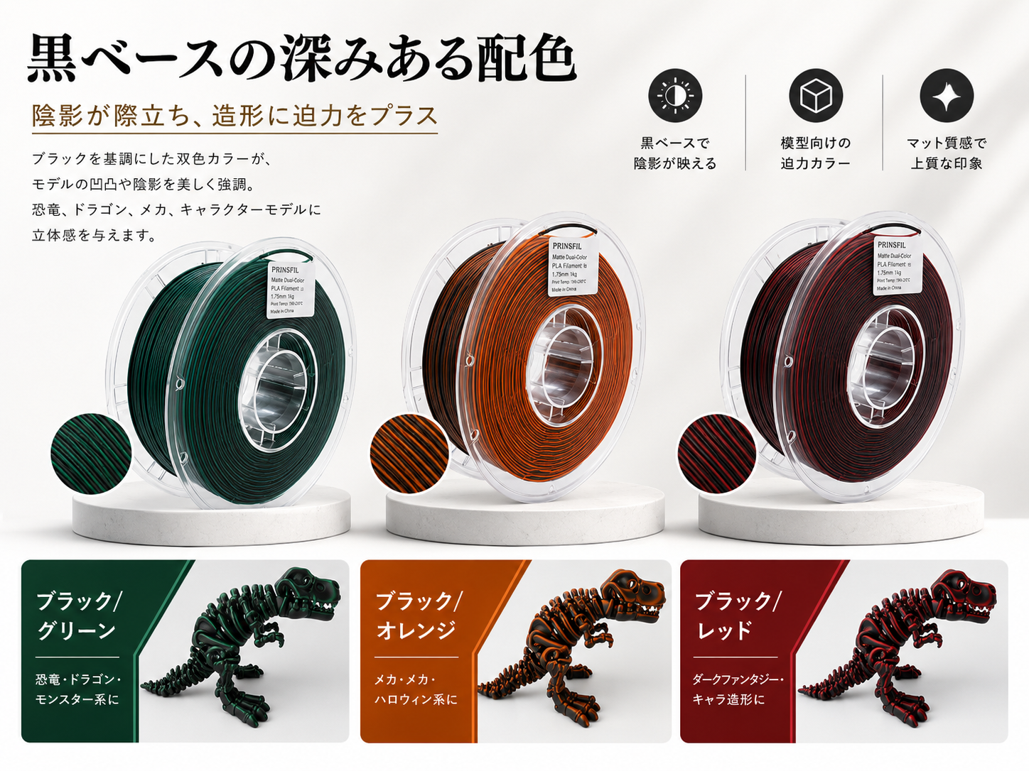 PRINSFIL マット双色PLA データ