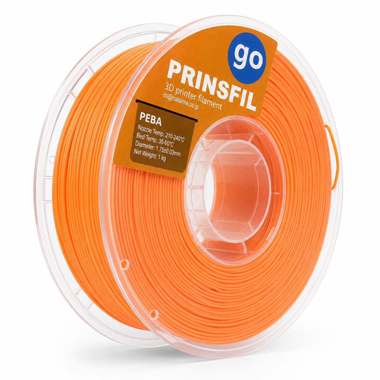 PRINSFIL PEBA 90A 高弾性フィラメント 1kg 1.75mm オレンジ